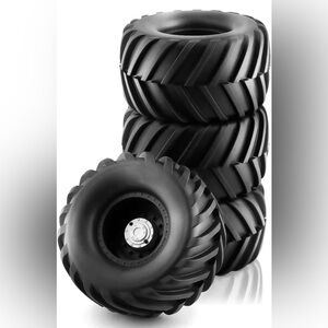 1/10 RC Monster Truck Tires and Hard Plastic Wheels Rims 12mm Hex Rubber Bugg...